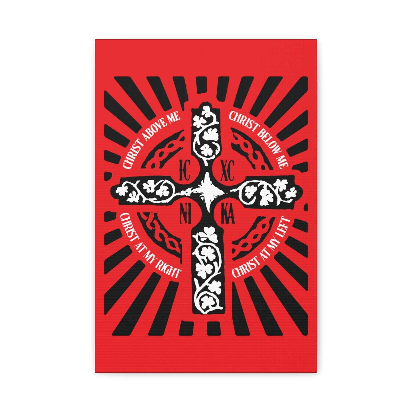 Red ICXC NIKA Enniskillen Celtic Cross | Lorica of St. Patrick | Shield Prayer | Orthodox Christian Canvas Art