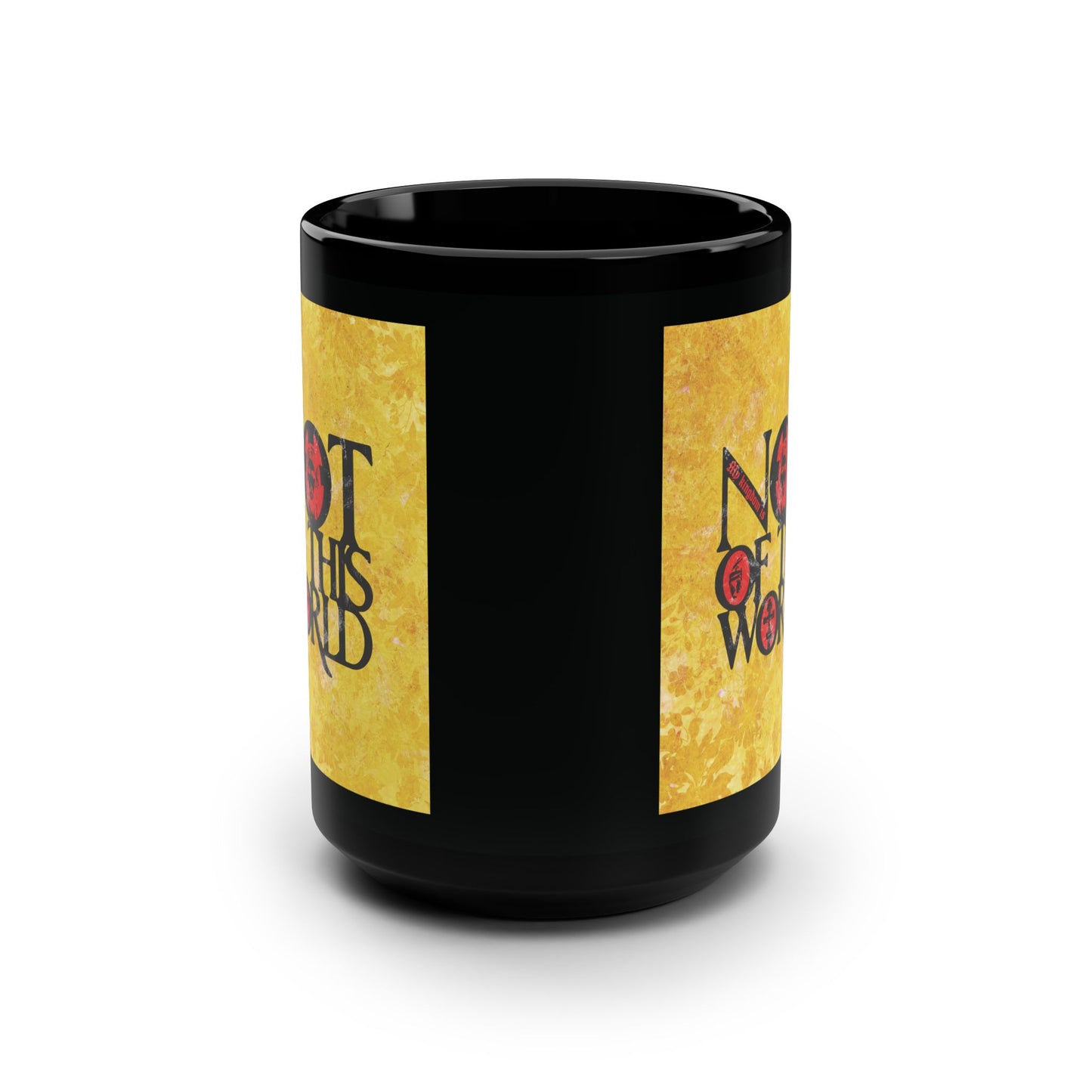 My Kingdom is Not of This World (John 18:36) | Bold Red, Yellow & Black Textured Design with Icon Motifs | Orthodox Christian Black Mug