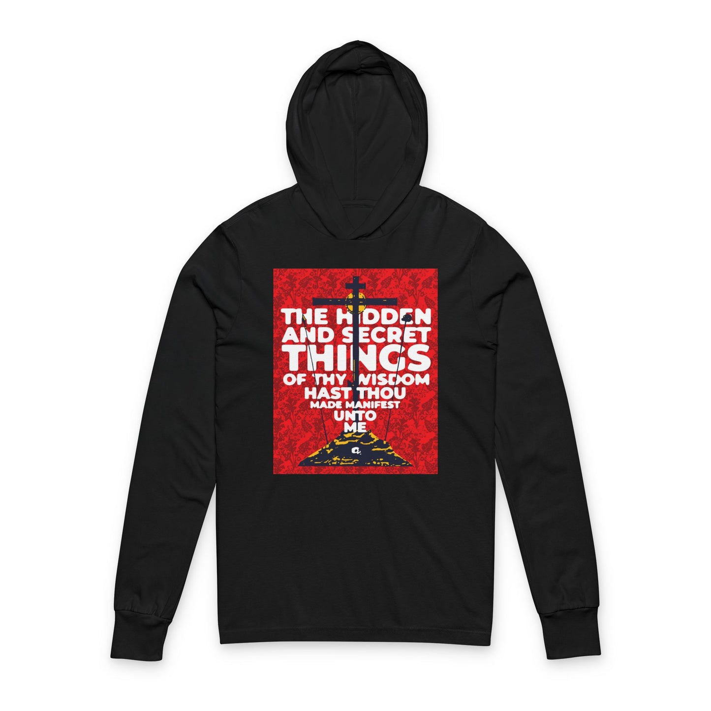 The Hidden and Secret Things of Thy Wisdom (Psalm 50/51) | Golgotha Cross | Skull of Adam | Orthodox Long Sleeve Hooded Shirt