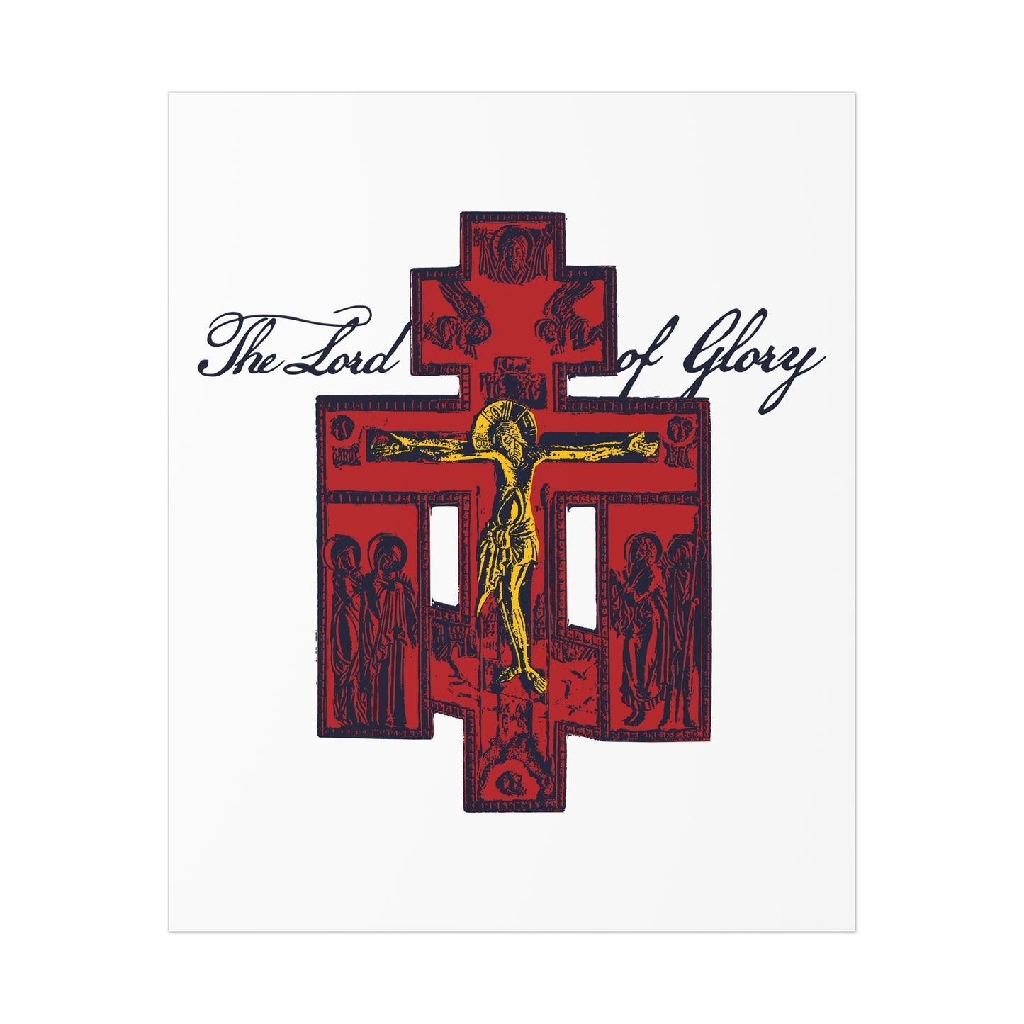 The Lord of Glory | Russian Golgotha Crucifix IconoGraphic (White BG) | 1 Corinthians 2:8 | Orthodox Christian Art Poster