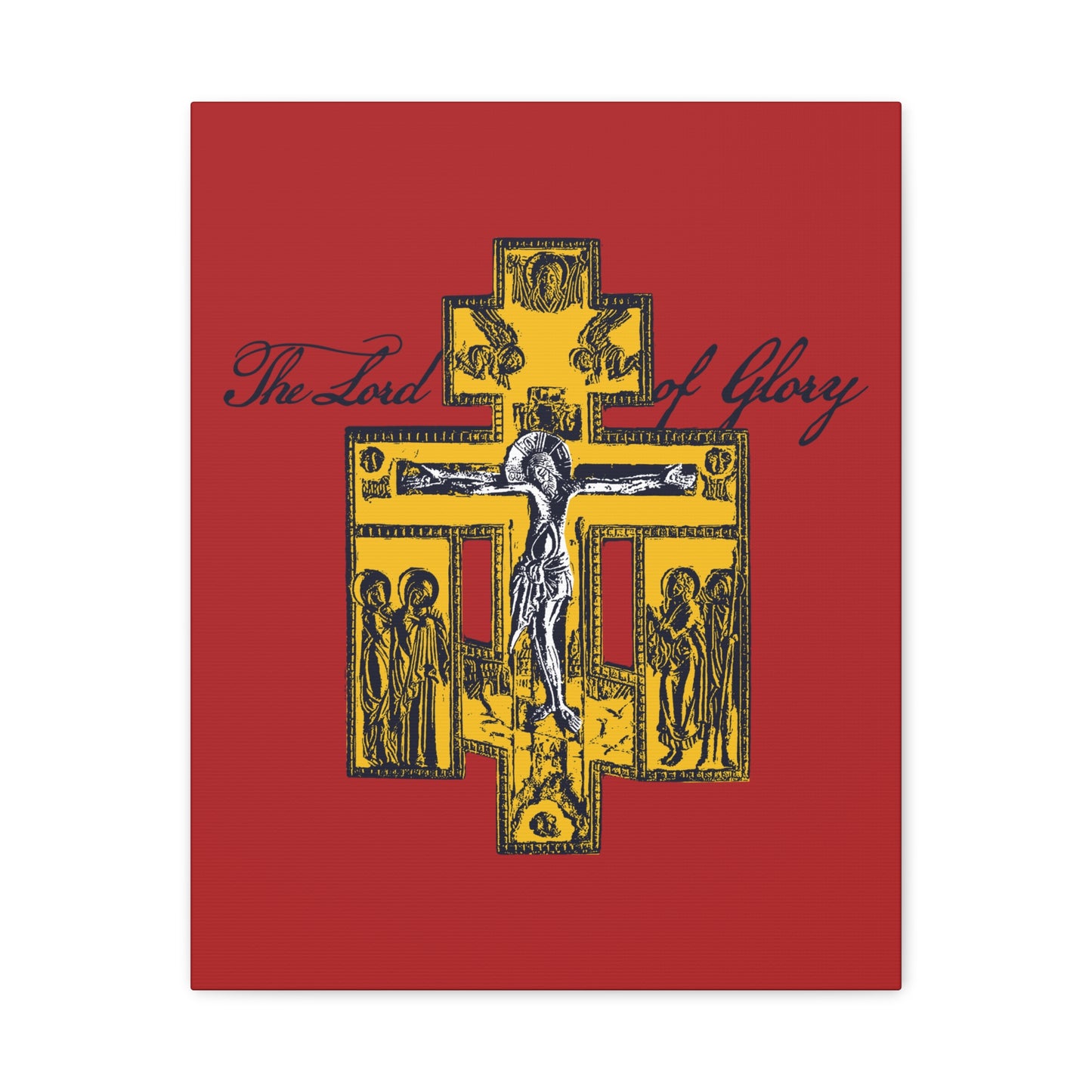 The Lord of Glory | Russian Golgotha Crucifix IconoGraphic (Red BG) | 1 Corinthians 2:8 | Orthodox Christian Canvas Art