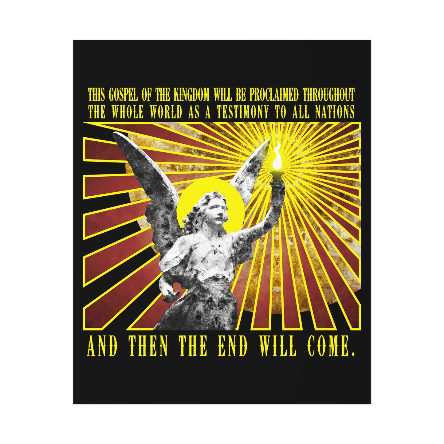 And Then the End Will Come (Matthew 24:14) Cemetery Angel Holding Lamp Emitting Rays | Orthodox Christian Art Poster