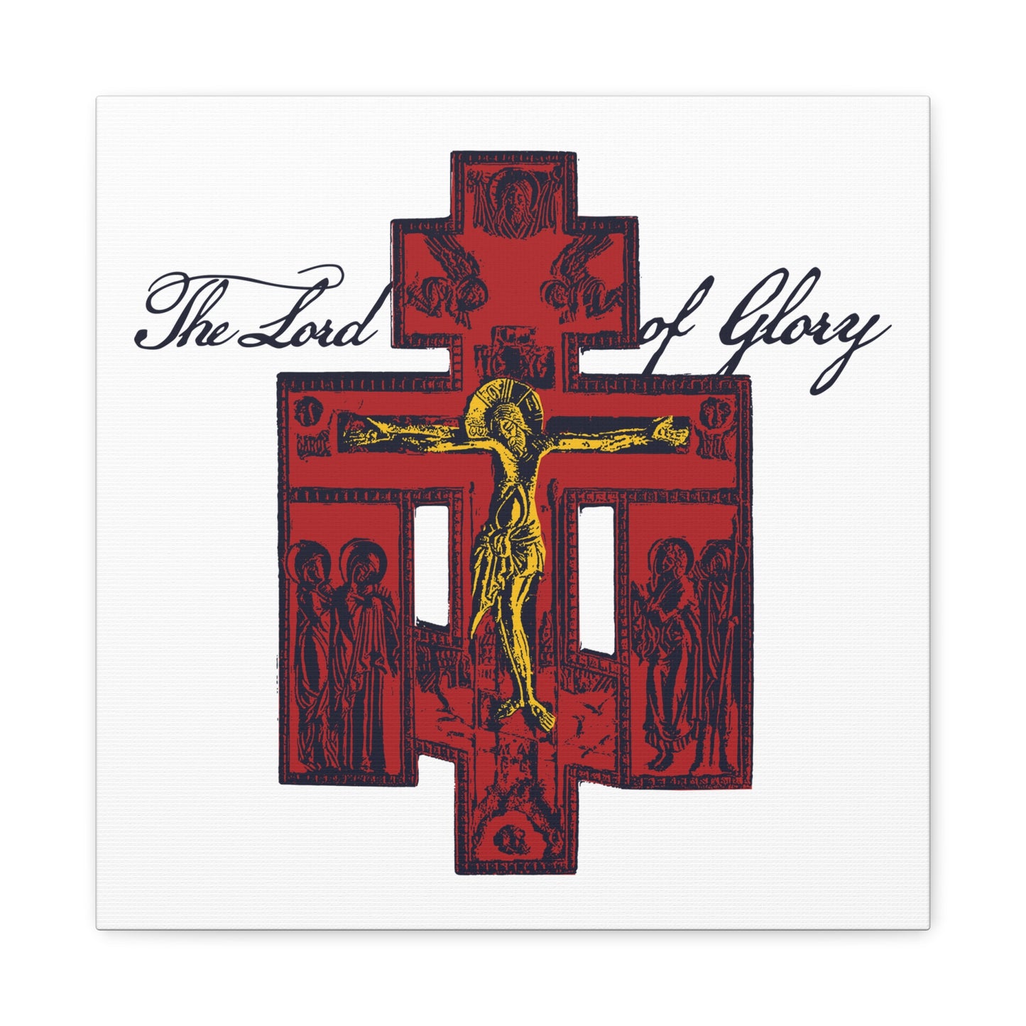 The Lord of Glory | Russian Golgotha Crucifix IconoGraphic (White BG) | 1 Corinthians 2:8 | Orthodox Christian Canvas Art