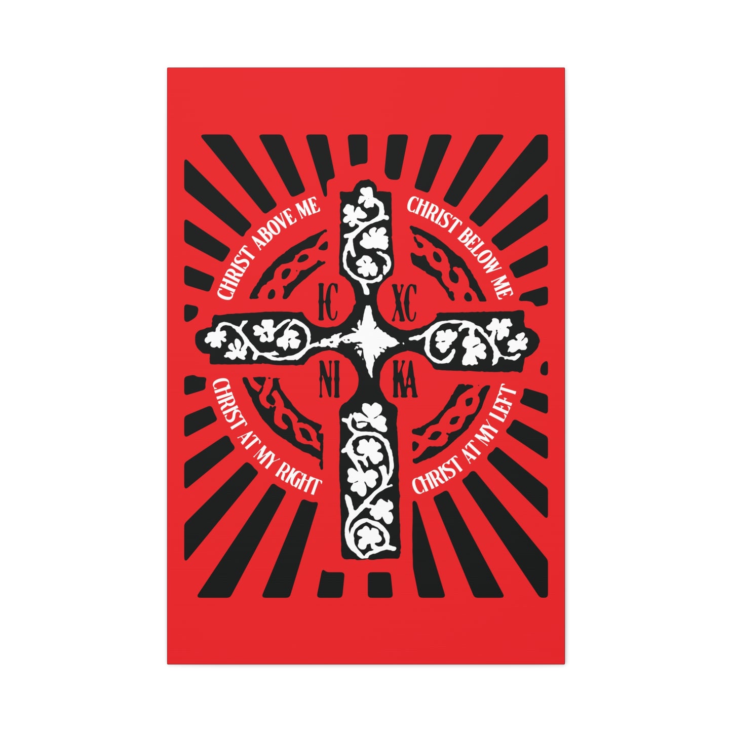 Red ICXC NIKA Enniskillen Celtic Cross | Lorica of St. Patrick | Shield Prayer | Orthodox Christian Canvas Art
