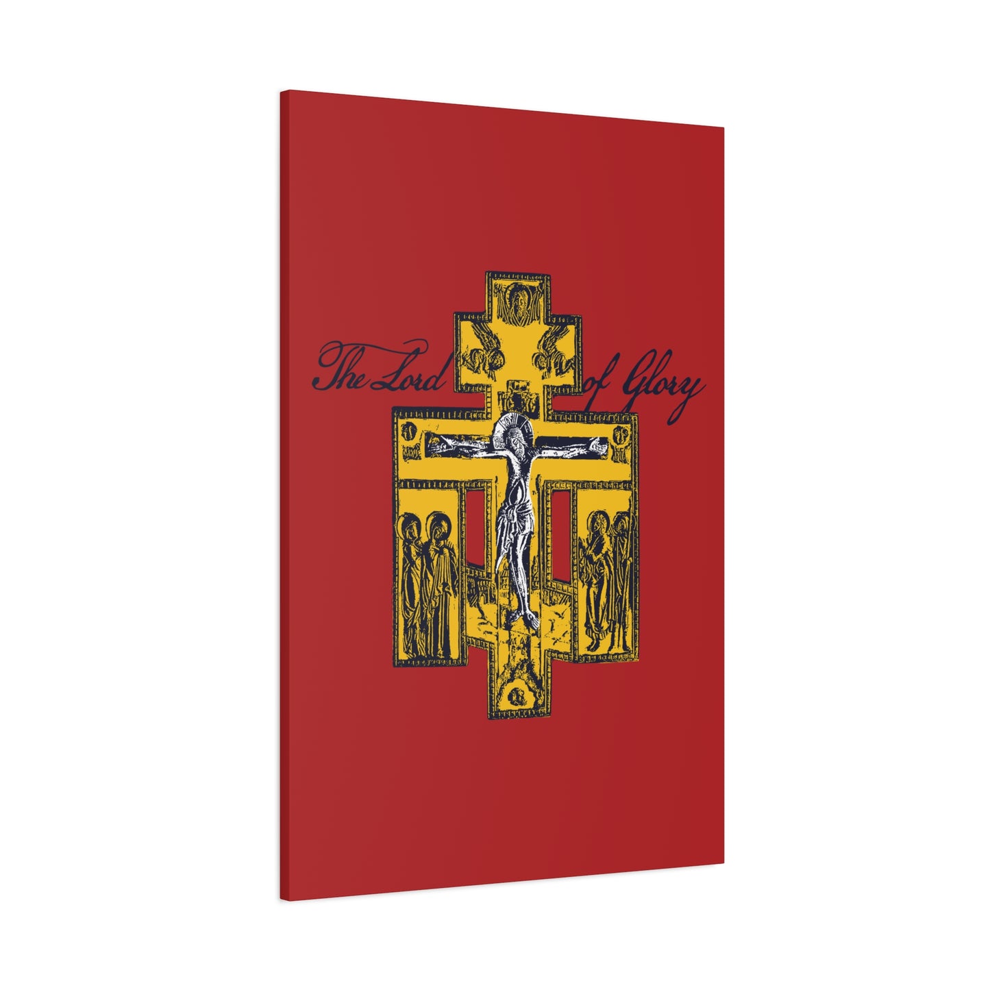 The Lord of Glory | Russian Golgotha Crucifix IconoGraphic (Red BG) | 1 Corinthians 2:8 | Orthodox Christian Canvas Art