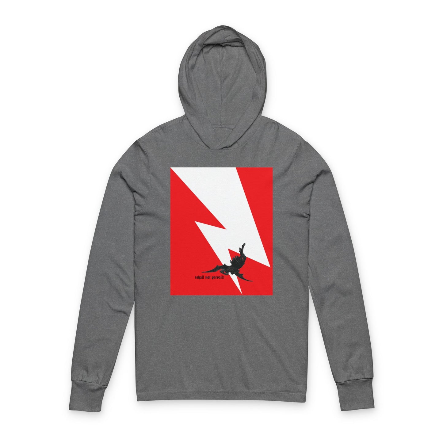 Shall Not Prevail | Satan Fell from Heaven Like Lightning (Luke 10:18) | Minimalist Design | Orthodox Long Sleeve Hooded Shirt