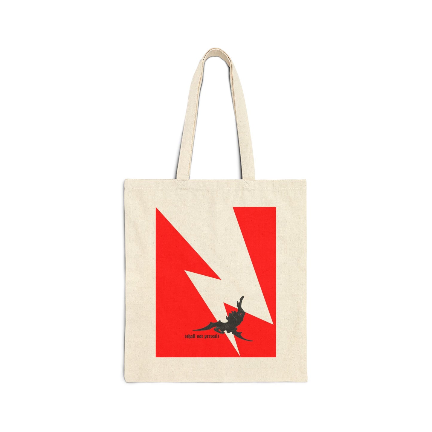 Shall Not Prevail | Satan Fell from Heaven Like Lightning (Luke 10:18) | Minimalist Design | Orthodox Christian Canvas Tote Bag