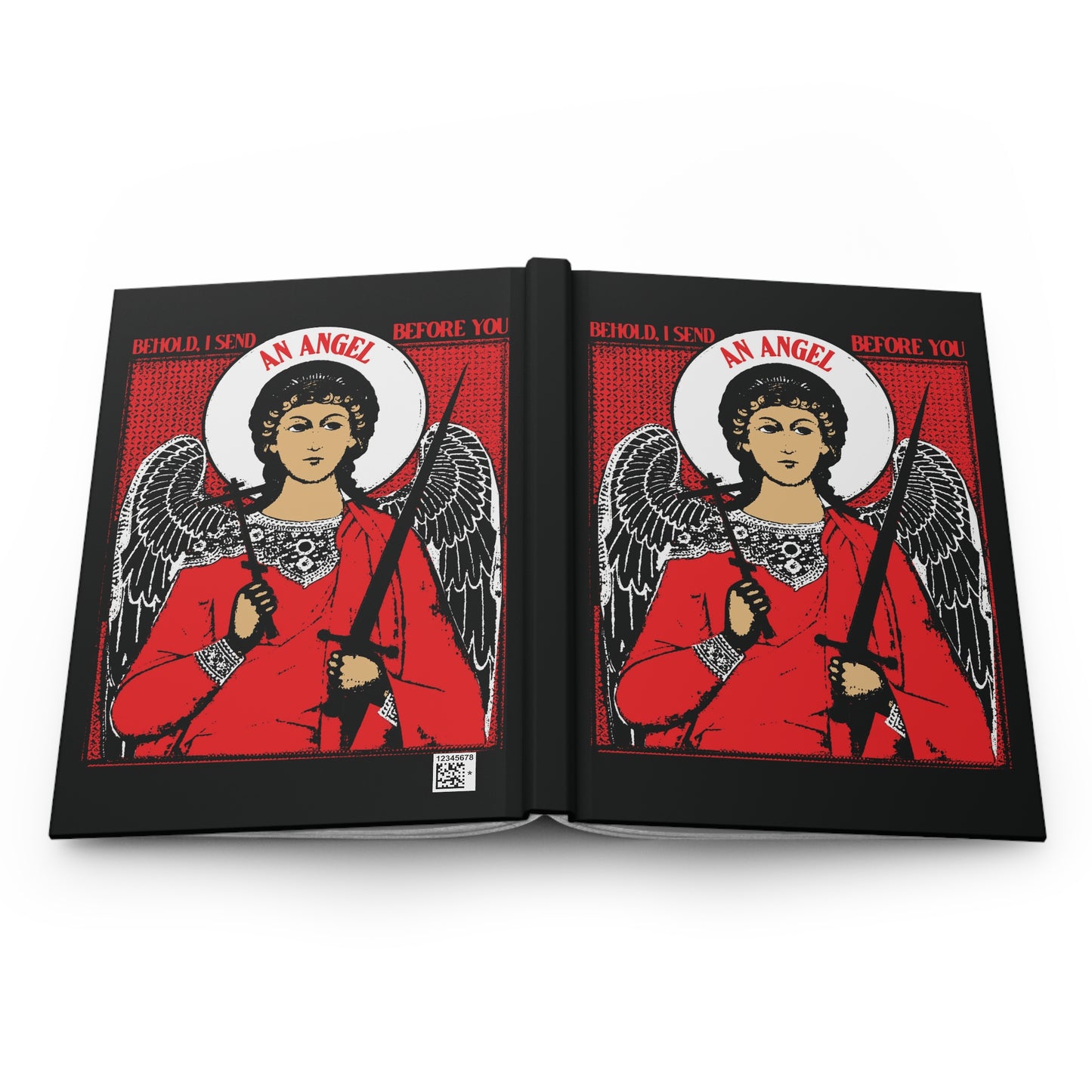 Behold I Send an Angel Before You (Ex 23:20) | Guardian Angel With Cross & Sword IconoGraphic | Orthodox Christian Hardcover Journal