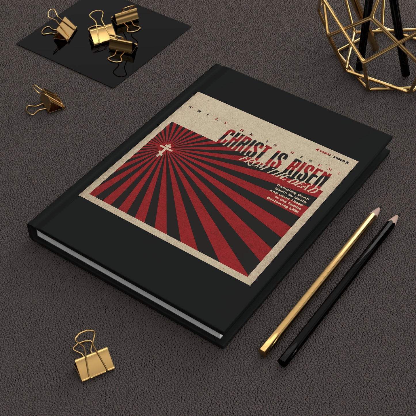 Christ is Risen from the Dead | Paschal Troparion | Retro LP Cover Design | Orthodox Christian Accessory | Hardcover Journal
