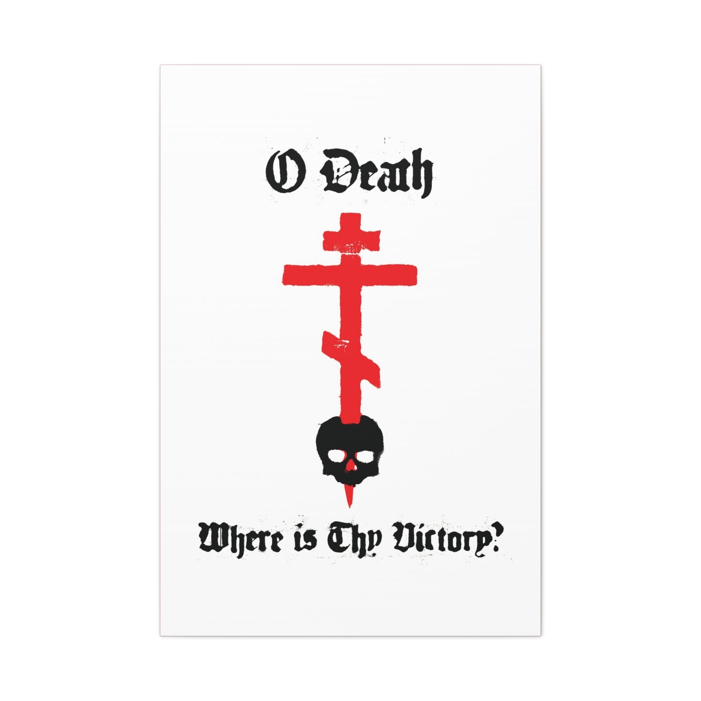 O Death Where is Thy Victory? 1 Cor 15:55 | Cross Stabbing Skull | Spraypaint Aesthetic | Orthodox Christian Canvas Art
