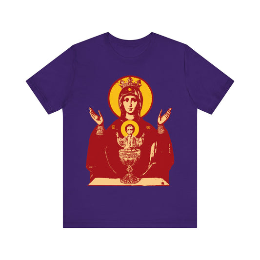 Holy Theotokos IconoGraphic of the Inexhaustible Chalice | Deliverer from Addictions | Conquer Passions | Orthodox Christian T-Shirt