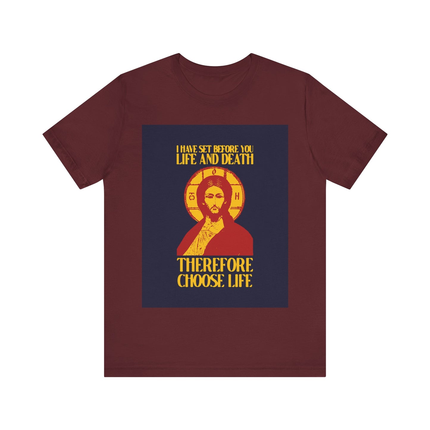 I Have Set Before You Life and Death (Deut. 30:11-20) Blue Design No. 1 | Orthodox Christian T-Shirt