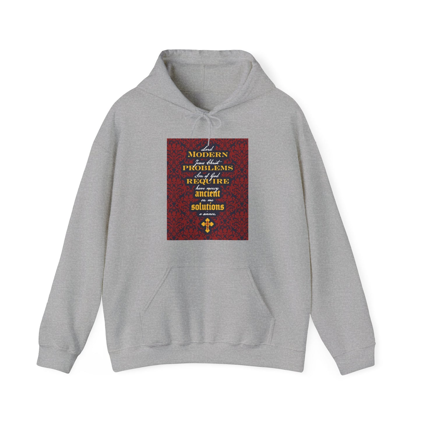 Modern Problems Require Ancient Solutions (Jesus Prayer, Floral Background) No. 2 | Orthodox Christian Hoodie