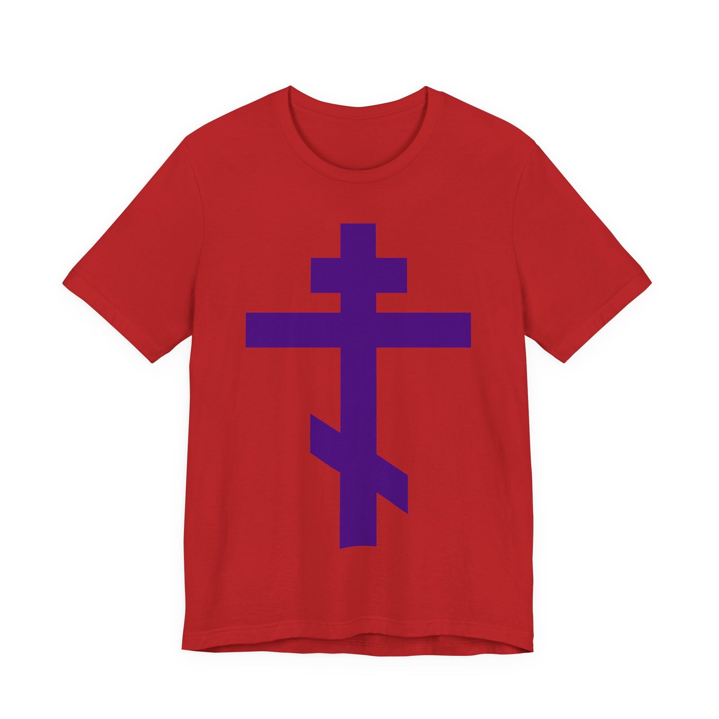 Purple Orthodox Tribar Cross | Preserve Thy People By Thy Cross, O Lord | Christ is King | Christian Unisex Cotton Tee