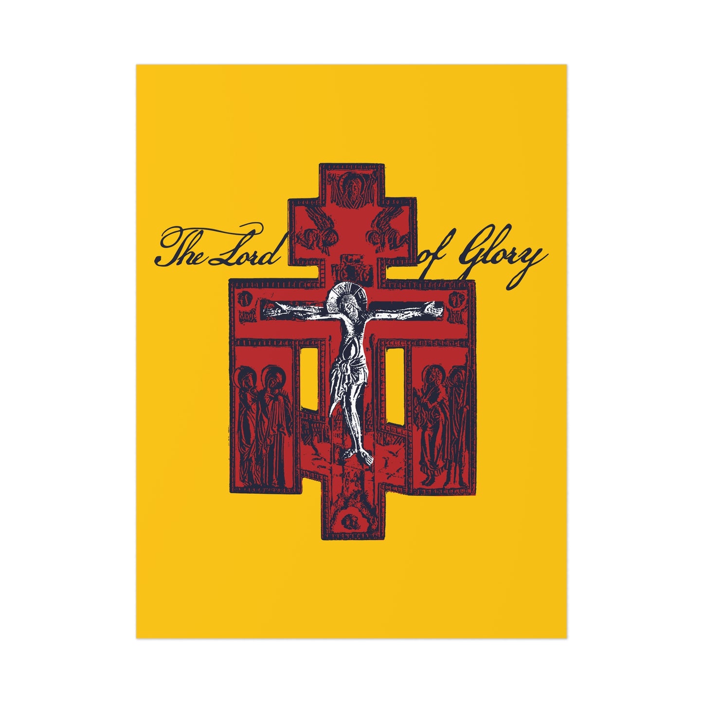 The Lord of Glory | Russian Golgotha Crucifix IconoGraphic (Gold BG) | 1 Corinthians 2:8 | Orthodox Christian Art Poster