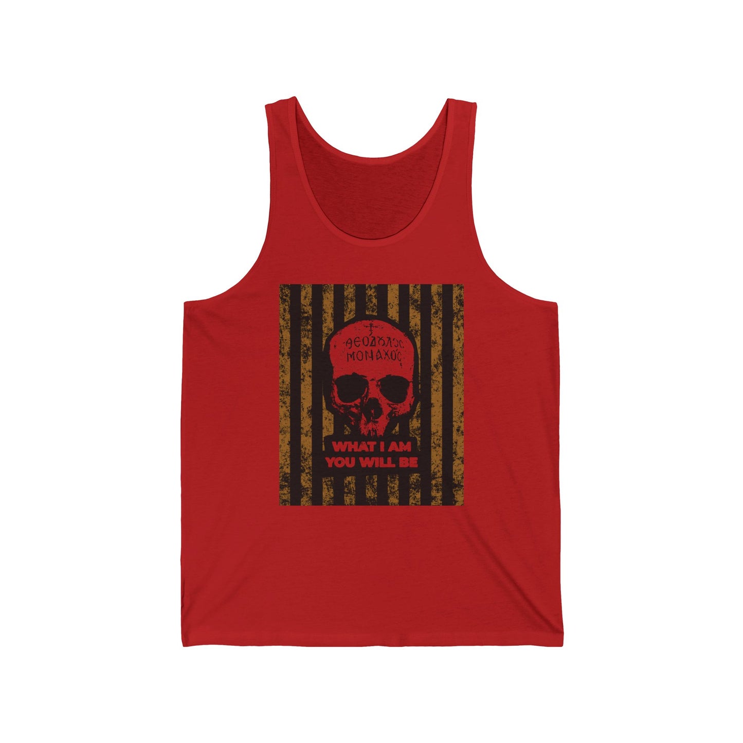 What I Am You Will Be | Memento Mori | Remembrance of Death | Mt Athos Monk Skull | Ascetic Ethos | Orthodox Christian Tank Top