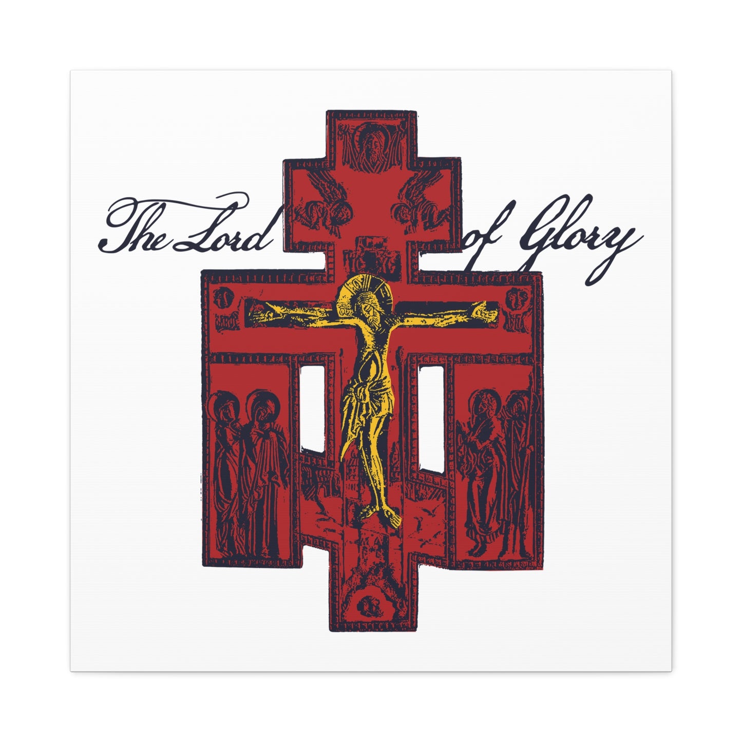 The Lord of Glory | Russian Golgotha Crucifix IconoGraphic (White BG) | 1 Corinthians 2:8 | Orthodox Christian Canvas Art