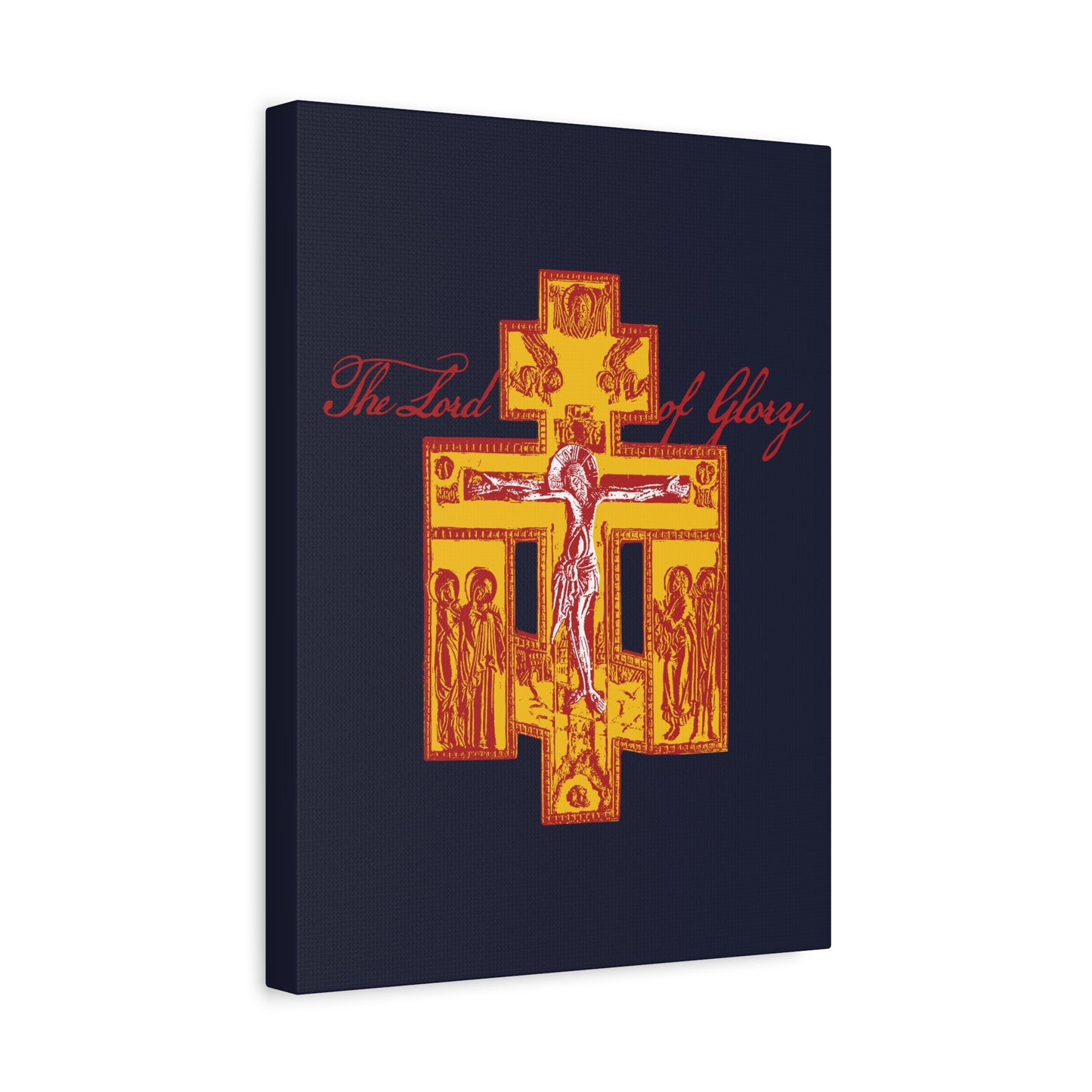 The Lord of Glory | Russian Golgotha Crucifix IconoGraphic (Blue BG) | 1 Corinthians 2:8 | Orthodox Christian Canvas Art