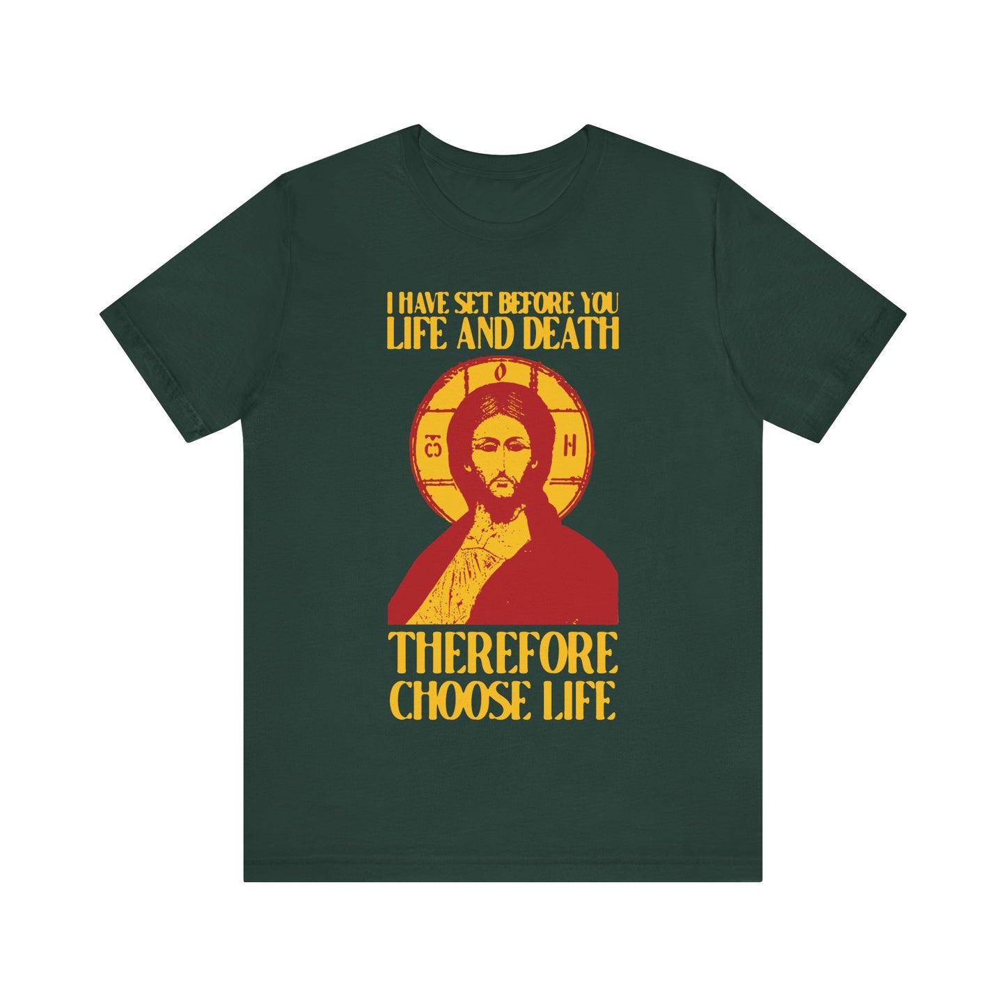 I Have Set Before You Life and Death (Deut. 30:11-20) Blue Design No. 1 | Orthodox Christian T-Shirt