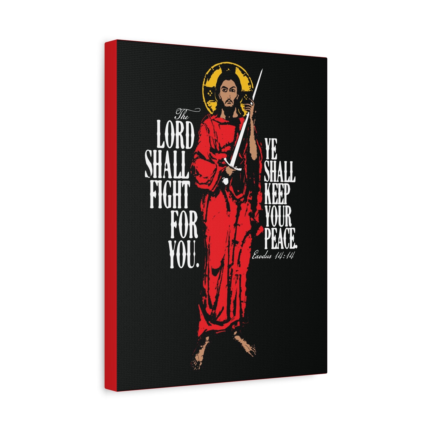 The Lord Shall Fight For You (Exodus 14:14) | Jesus Christ with Sword IconoGraphic | Orthodox Christian Canvas Art
