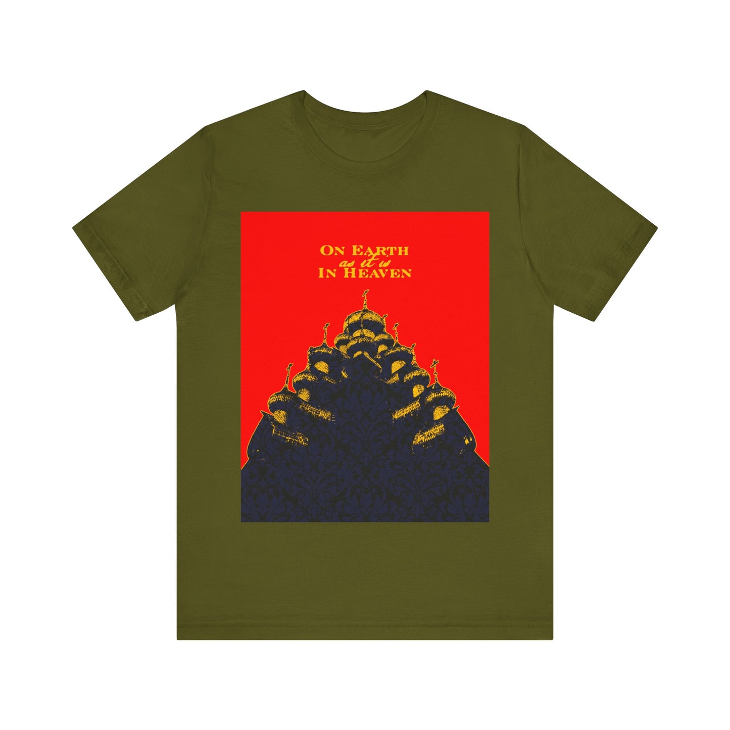 The Church: On Earth As It Is In Heaven | Lord's Prayer | Ancient Russian Wooden Church Design | Orthodox Christian Cotton T-Shirt