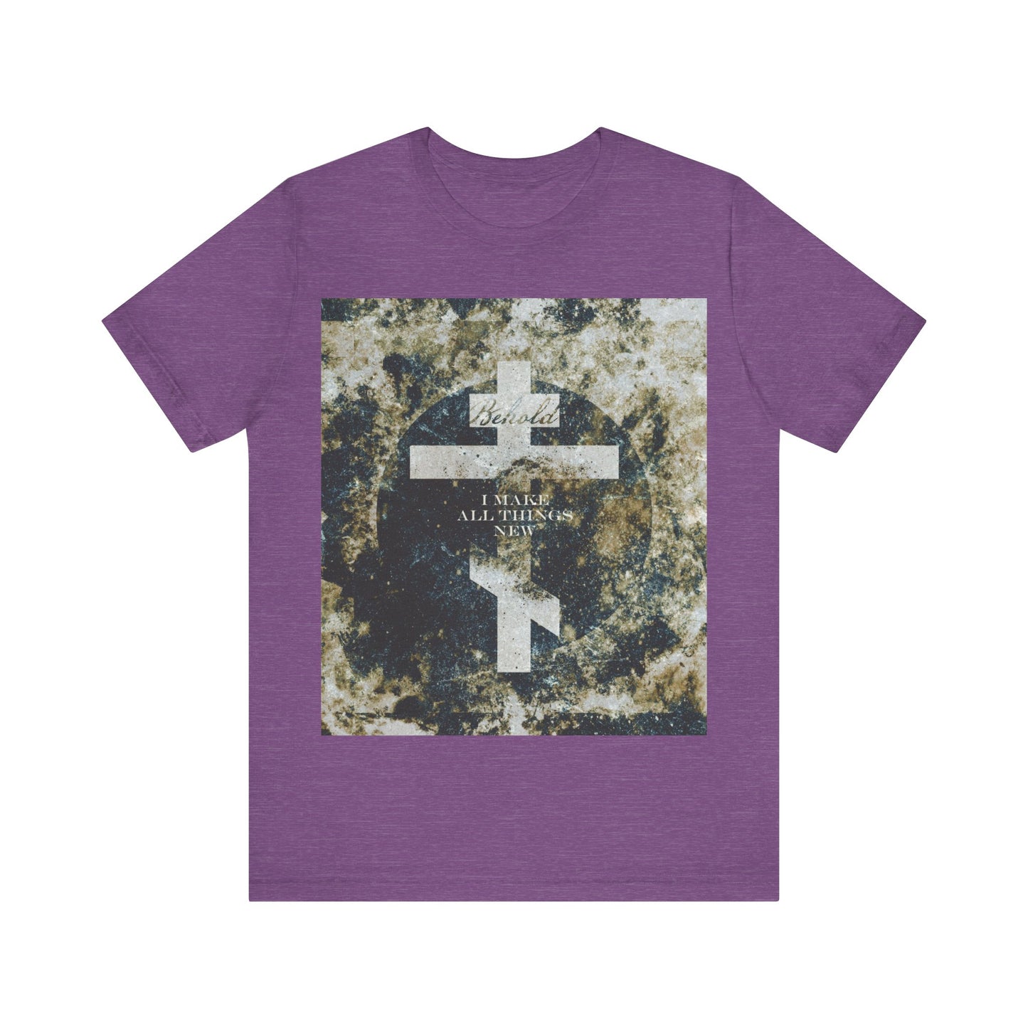Behold, I Make All Things New | Revelation 21:5 | Cosmic Textured Orthodox Cross | Parousia | Orthodox Christian T-Shirt