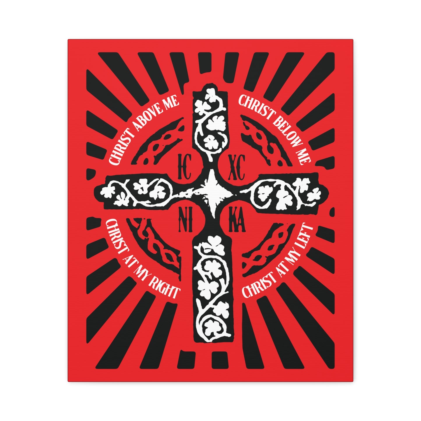 Red ICXC NIKA Enniskillen Celtic Cross | Lorica of St. Patrick | Shield Prayer | Orthodox Christian Canvas Art
