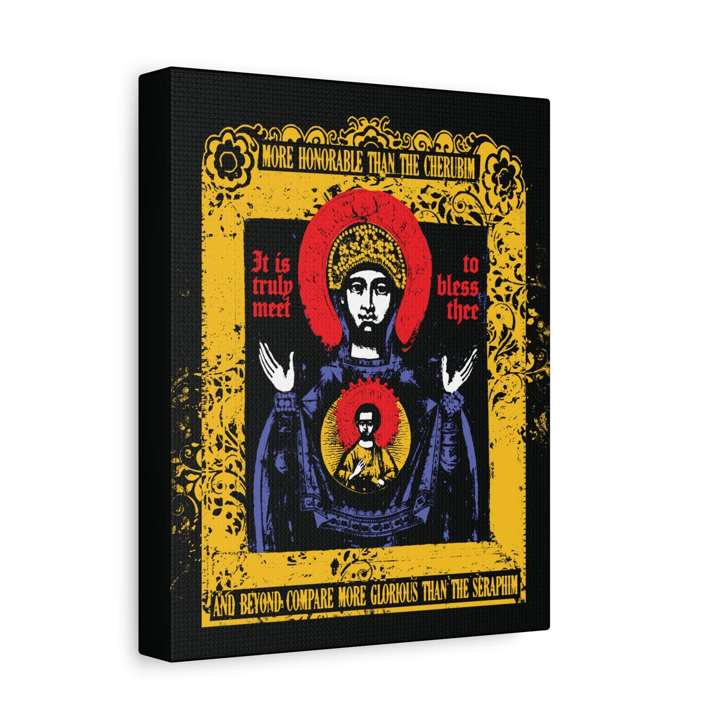 It is Truly Meet To Bless Thee Iconographic | Axion Estin Hymn to the Mother of God Theotokos | Orthodox Christian Canvas Art