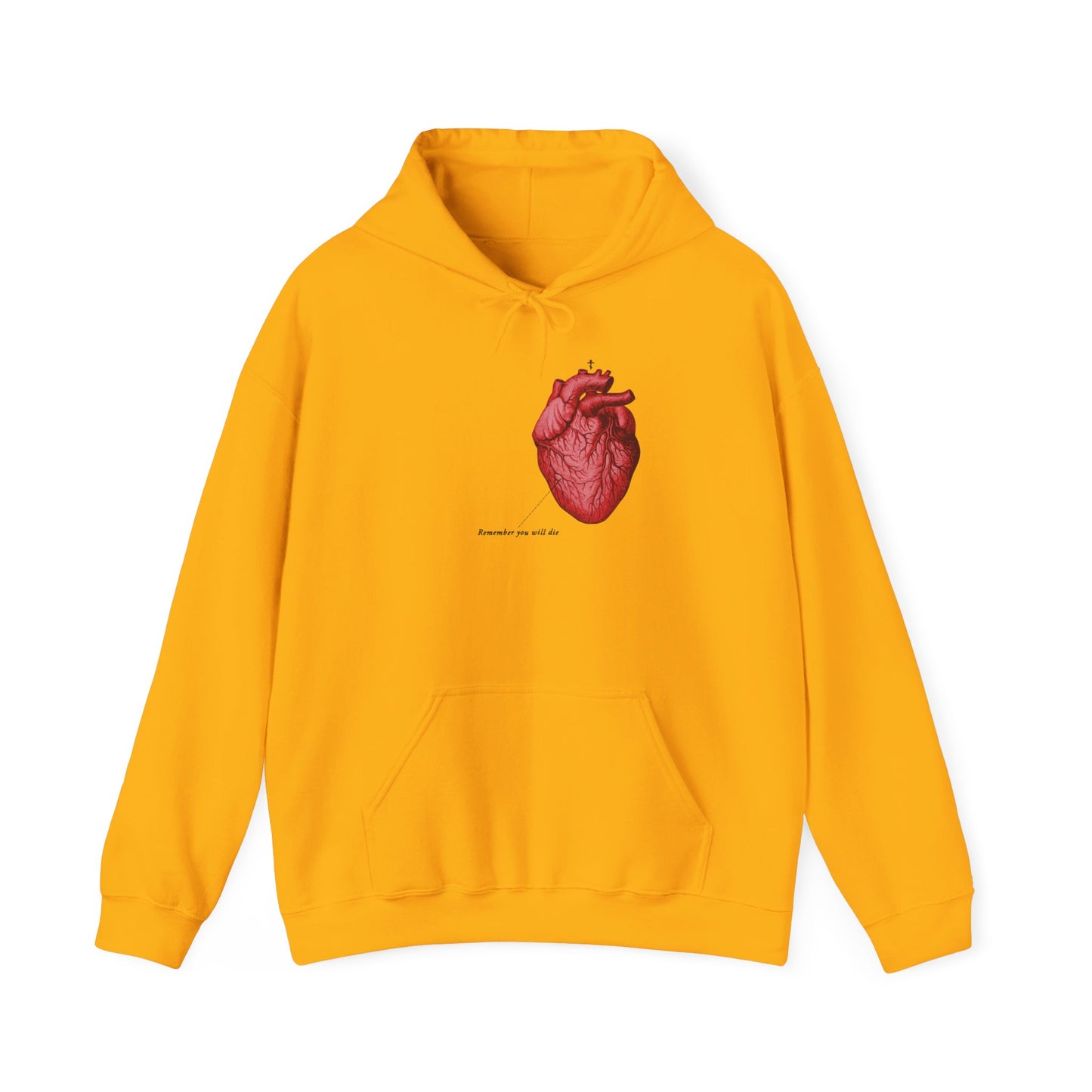 Remember You Will Die Retro Medical Textbook Heart Design | Orthodox Christian Hoodie / Hooded Sweatshirt-Gold-S-Remembrance of Death