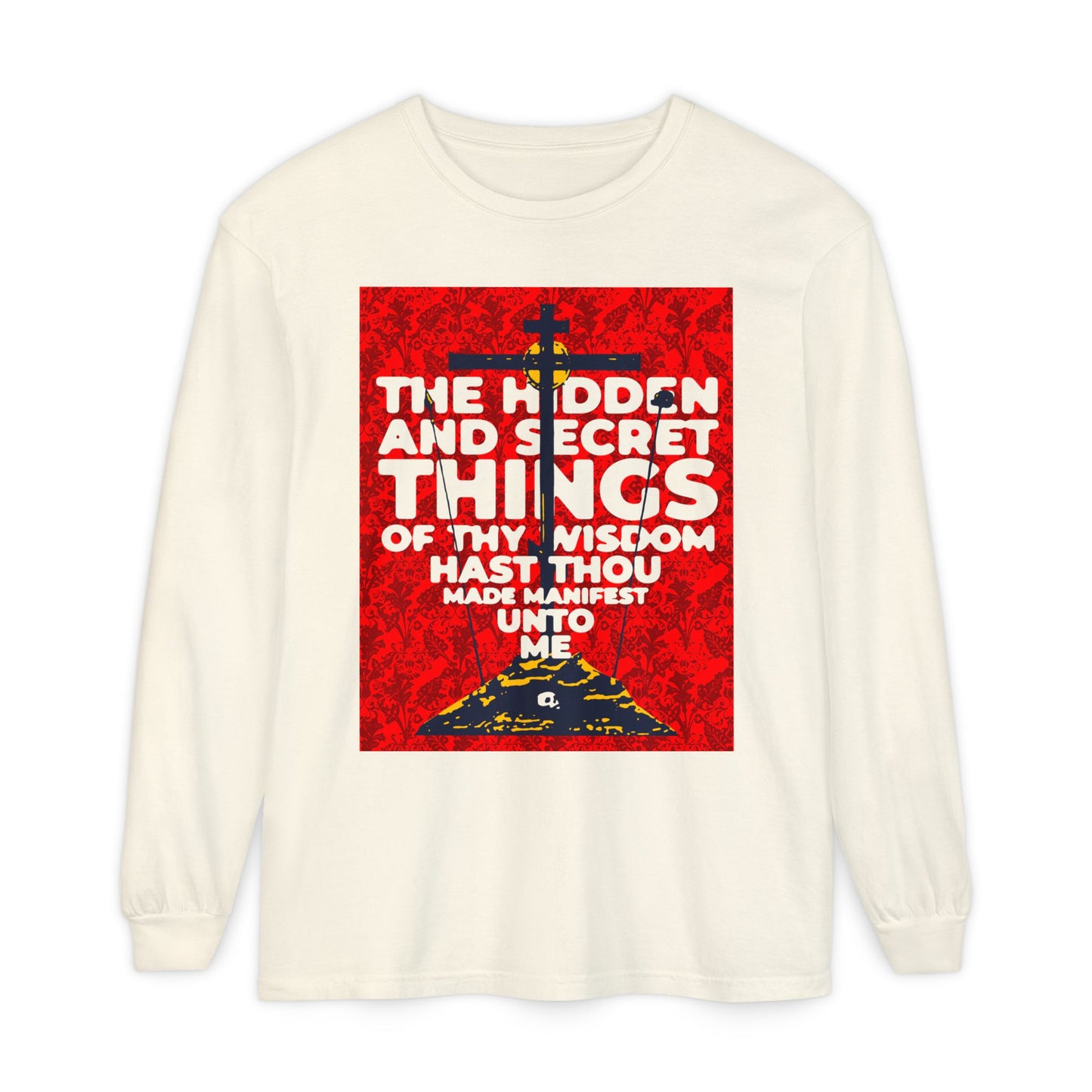 The Hidden and Secret Things of Thy Wisdom (Psalm 50/51) | Golgotha Cross | Skull of Adam | Orthodox Christian Long Sleeve Shirt