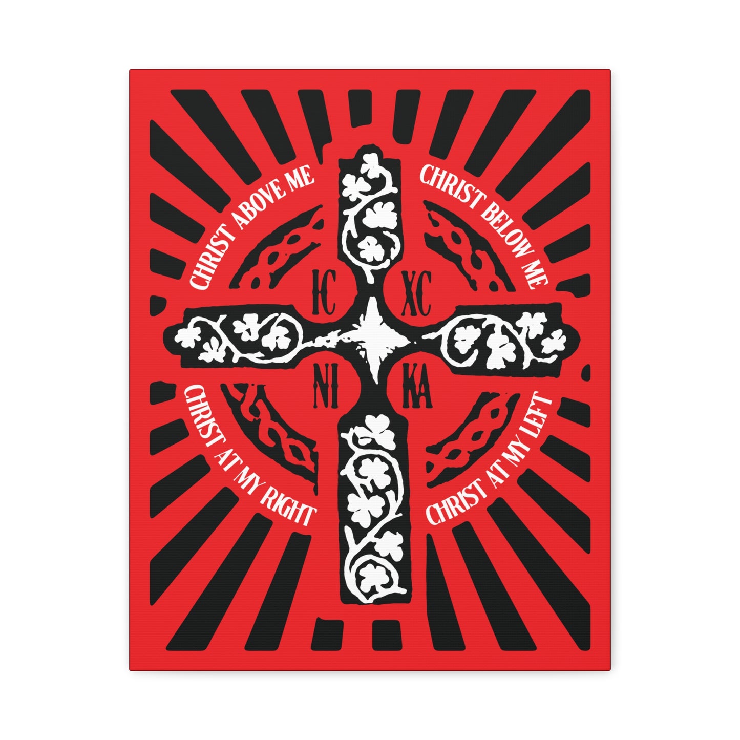 Red ICXC NIKA Enniskillen Celtic Cross | Lorica of St. Patrick | Shield Prayer | Orthodox Christian Canvas Art