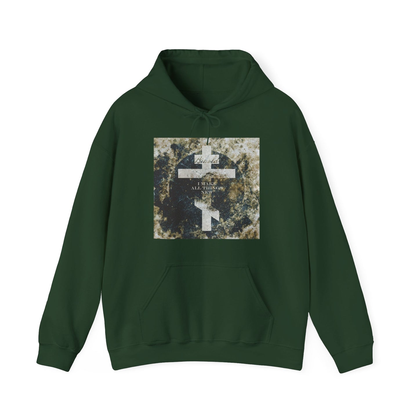 Behold, I Make All Things New | Revelation 21:5 | Cosmic Textured Orthodox Cross | Parousia | Orthodox Christian Hoodie