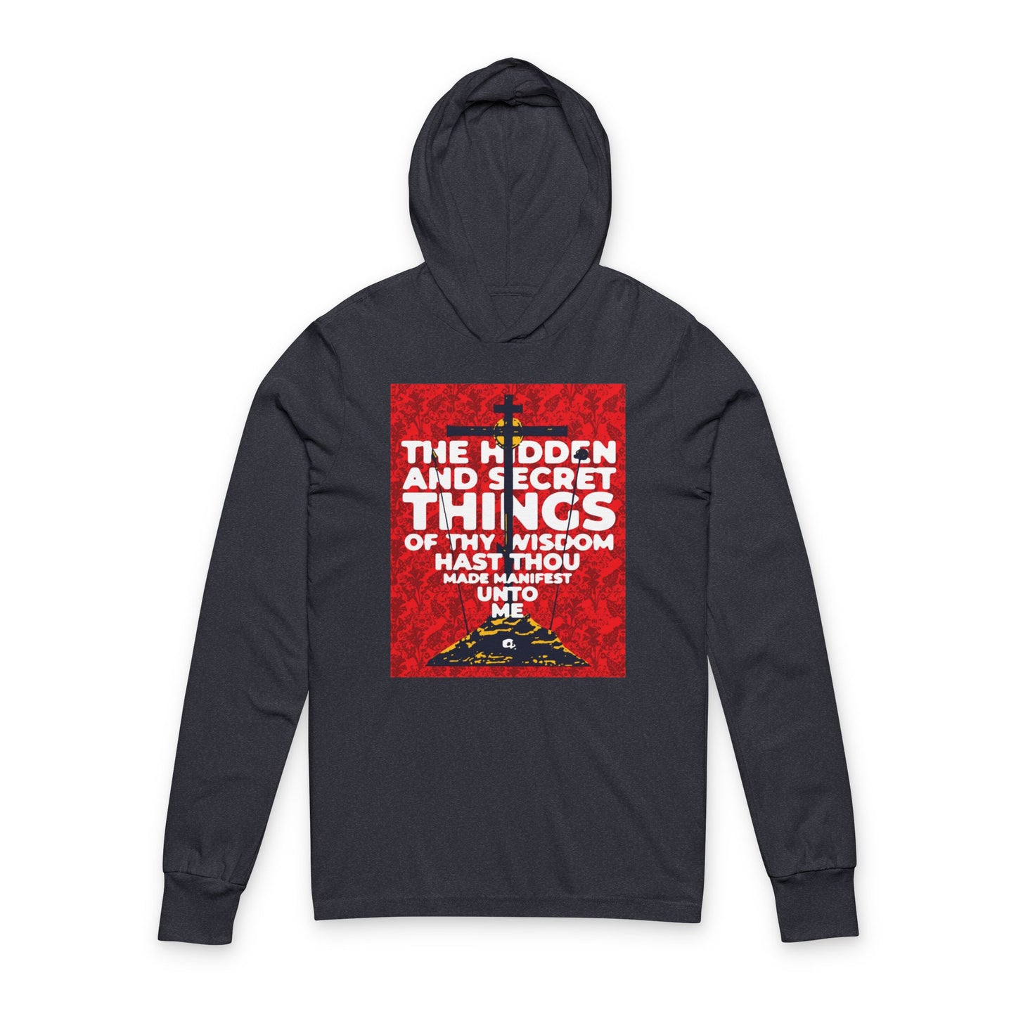 The Hidden and Secret Things of Thy Wisdom (Psalm 50/51) | Golgotha Cross | Skull of Adam | Orthodox Long Sleeve Hooded Shirt