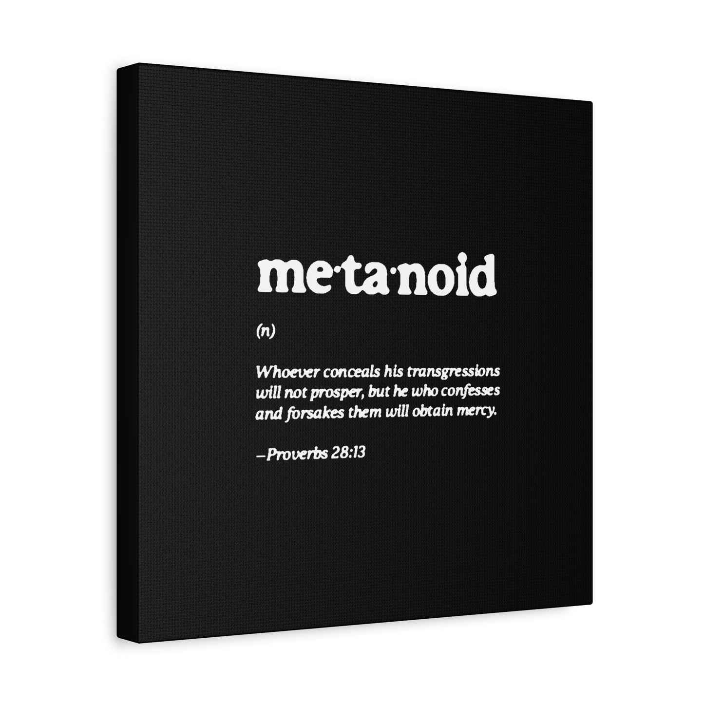 Metanoia Metanoid Definition | Proverbs 28:13 | Confession & Repentance | Minimalist Design | Orthodox Christian Canvas Art