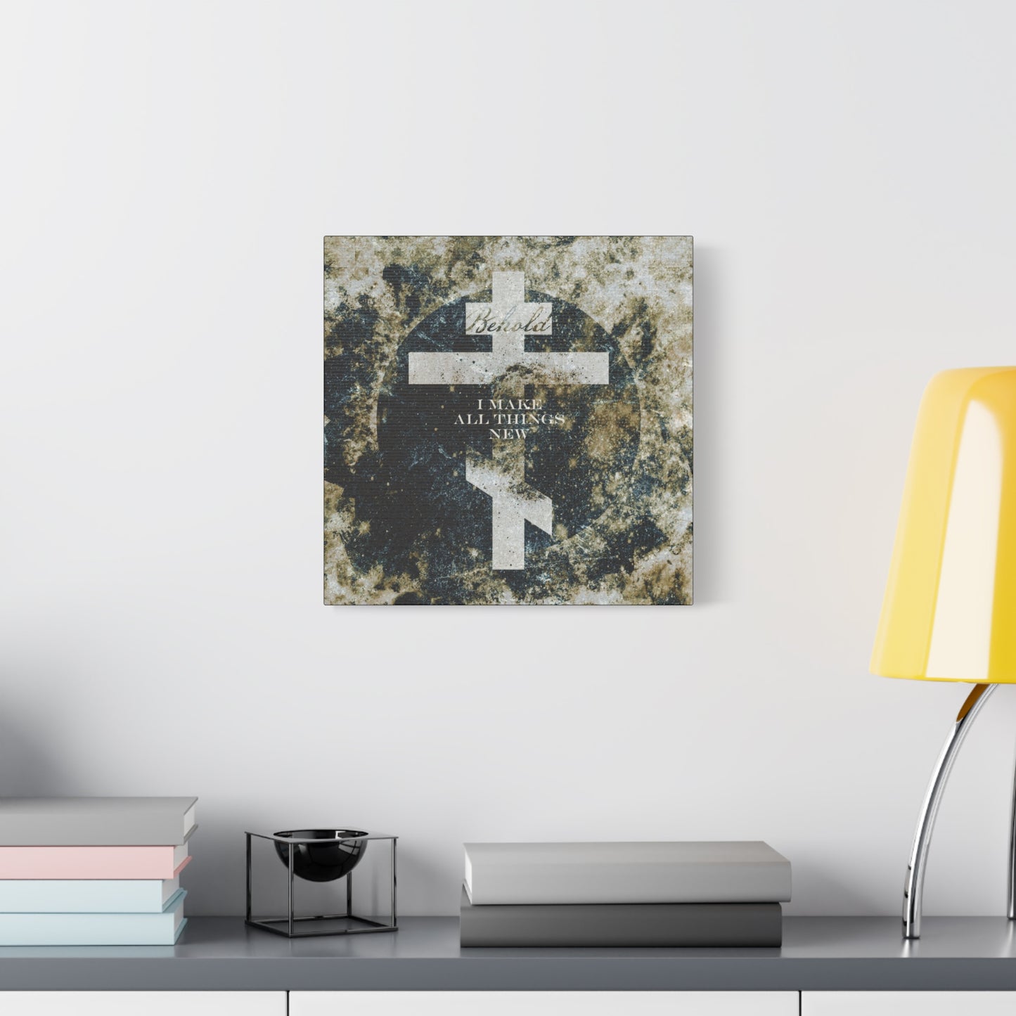 Behold, I Make All Things New | Revelation 21:5 | Cosmic Textured Orthodox Cross | Parousia | Orthodox Christian Canvas Art