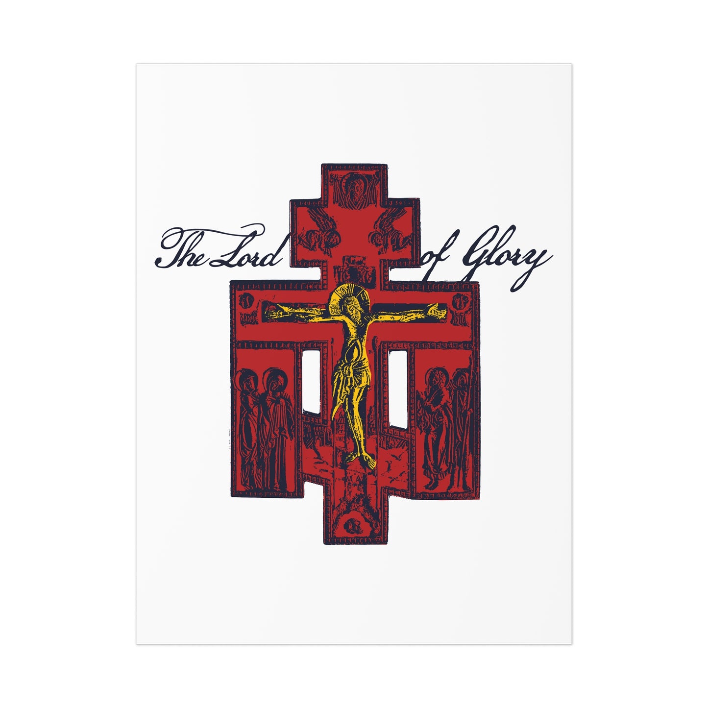 The Lord of Glory | Russian Golgotha Crucifix IconoGraphic (White BG) | 1 Corinthians 2:8 | Orthodox Christian Art Poster