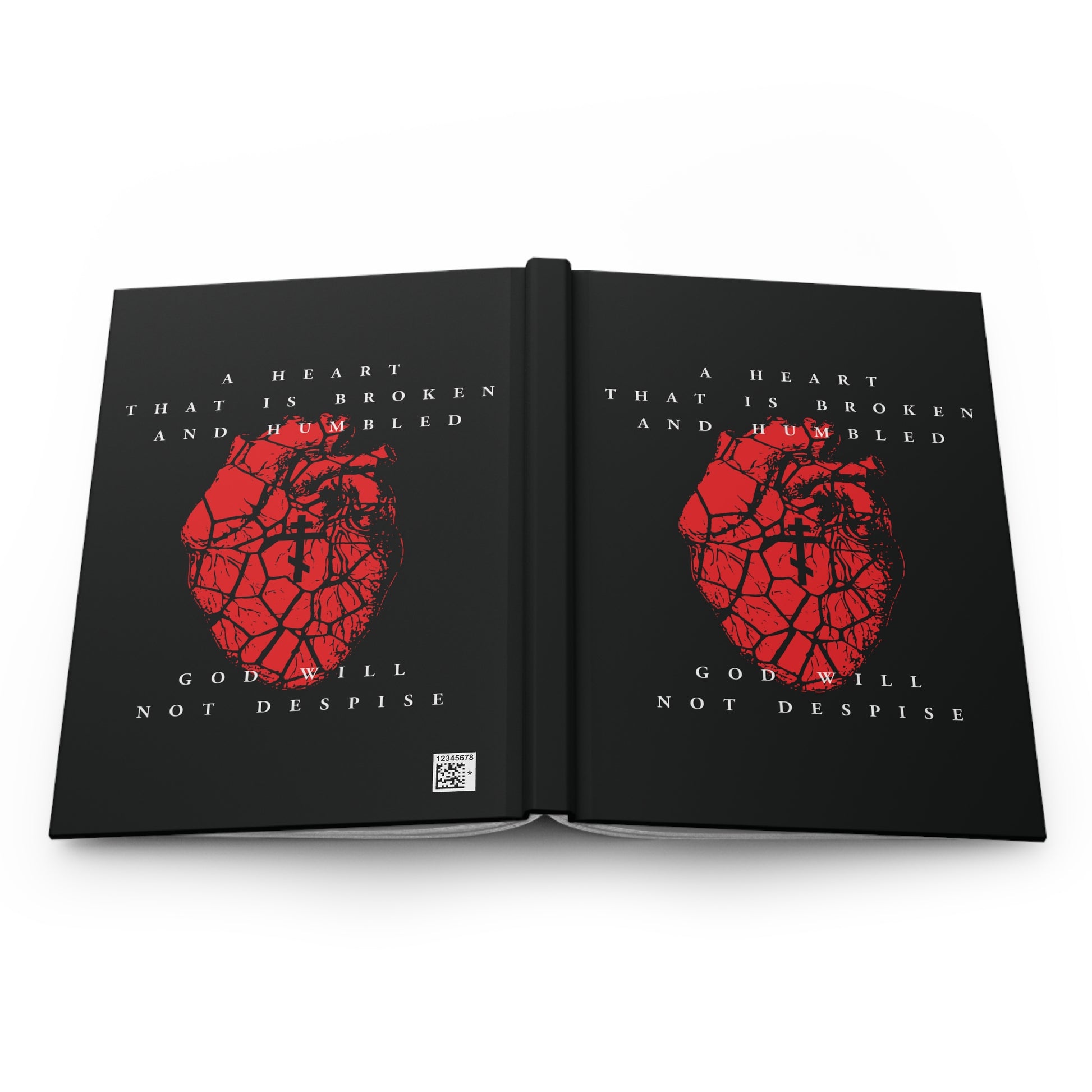 A Heart That is Broken and Humbled God Will Not Despise (Psalm 50/51) | Three-Bar Cross on Red Fractured Heart | Orthodox Christian Accessory | Hardcover Journal-Remembrance of Death