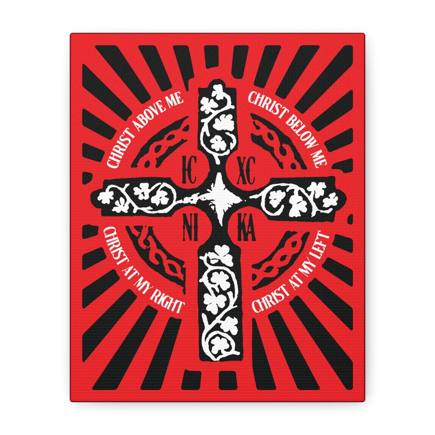 Red ICXC NIKA Enniskillen Celtic Cross | Lorica of St. Patrick | Shield Prayer | Orthodox Christian Canvas Art
