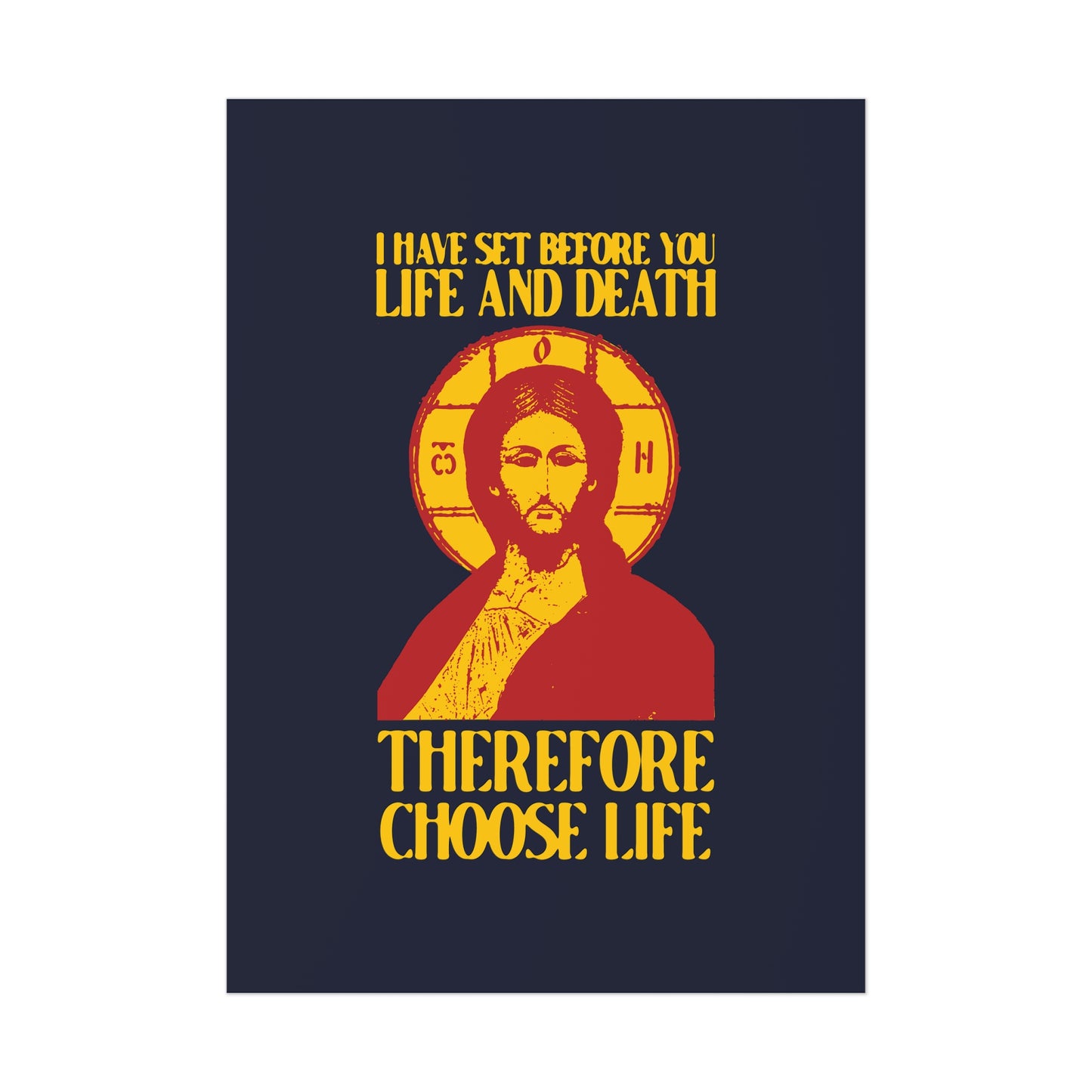 I Have Set Before You Life and Death (Deut. 30:11-20) Blue Design No. 1 | Orthodox Christian Art Poster