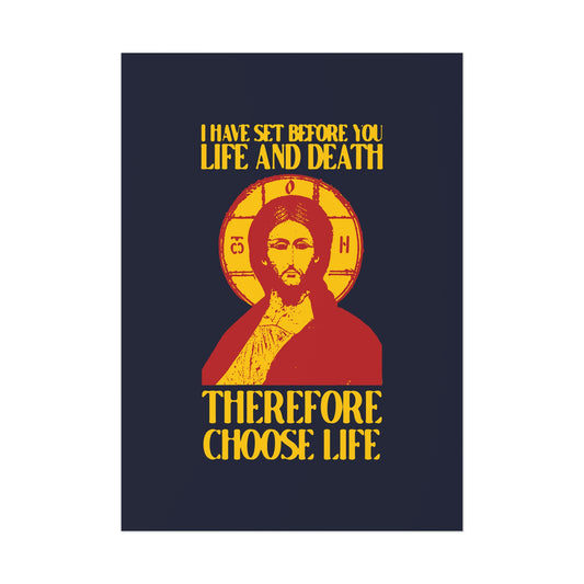 I Have Set Before You Life and Death (Deut. 30:11-20) Blue Design No. 1 | Orthodox Christian Art Poster