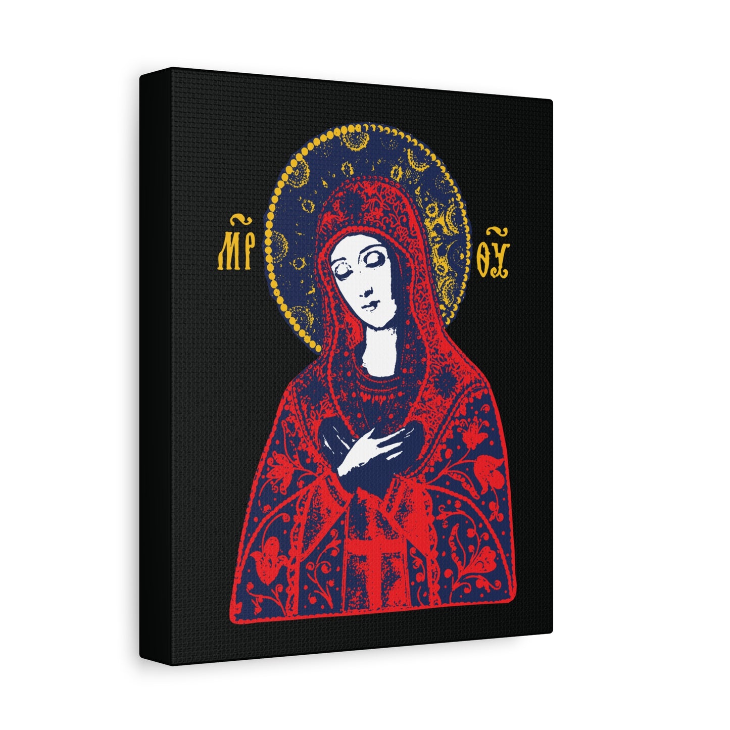 Joy of All Joys Tenderness Theotokos Iconographic Based on Traditional Orthodox Iconography | Red Design | Orthodox Christian Canvas Art