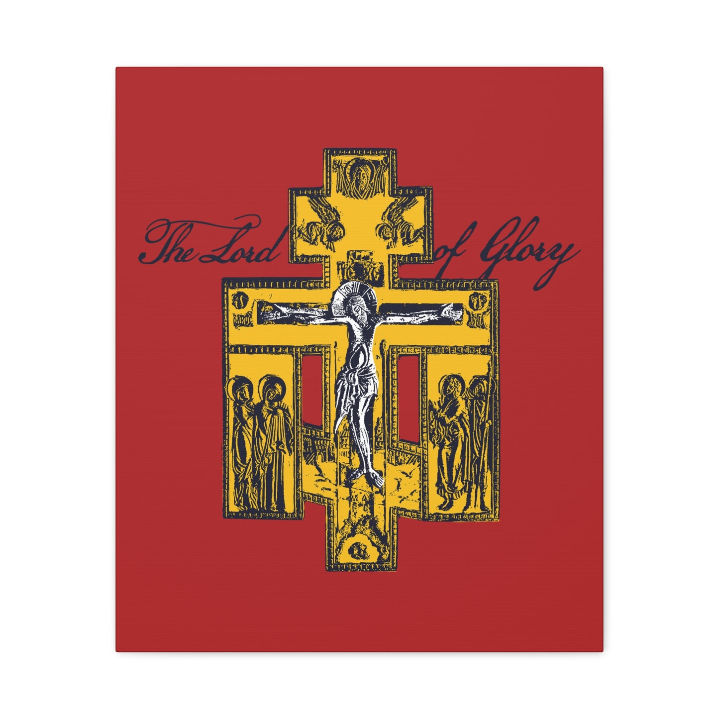The Lord of Glory | Russian Golgotha Crucifix IconoGraphic (Red BG) | 1 Corinthians 2:8 | Orthodox Christian Canvas Art