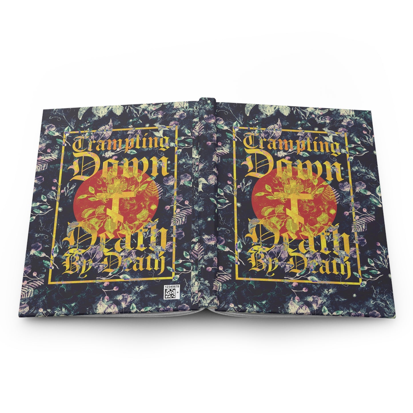 Trampling Down Death By Death | Paschal Floral Design with Gothic Script and Three-Bar Cross | Orthodox Christian Hardcover Journal
