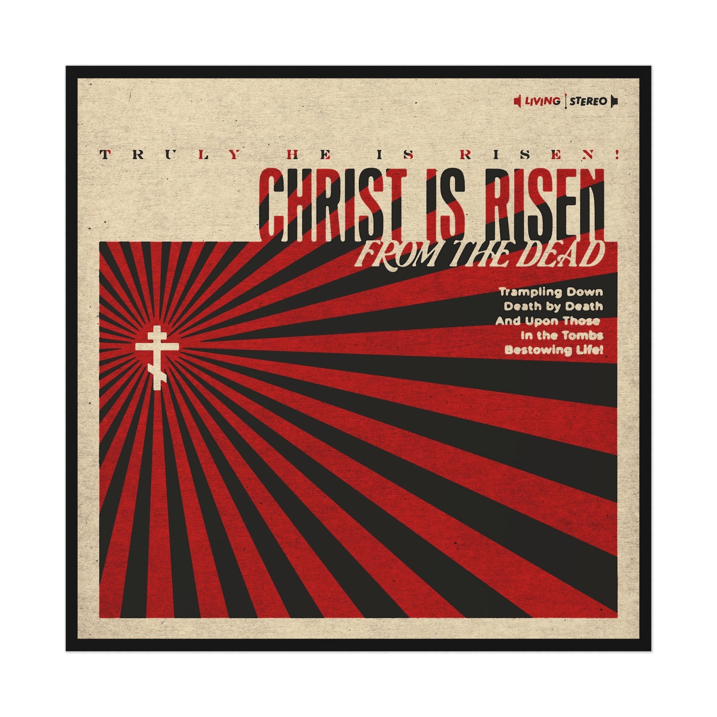 Christ is Risen from the Dead | Paschal Troparion | Retro LP Cover Design | Orthodox Christian Art Poster