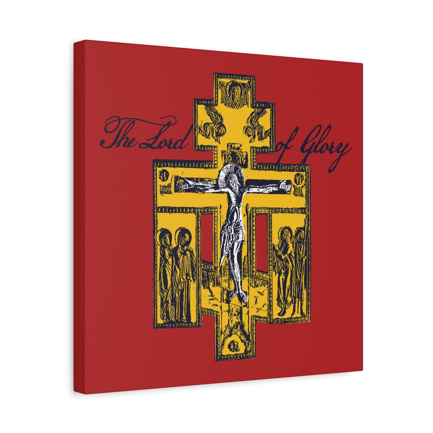 The Lord of Glory | Russian Golgotha Crucifix IconoGraphic (Red BG) | 1 Corinthians 2:8 | Orthodox Christian Canvas Art