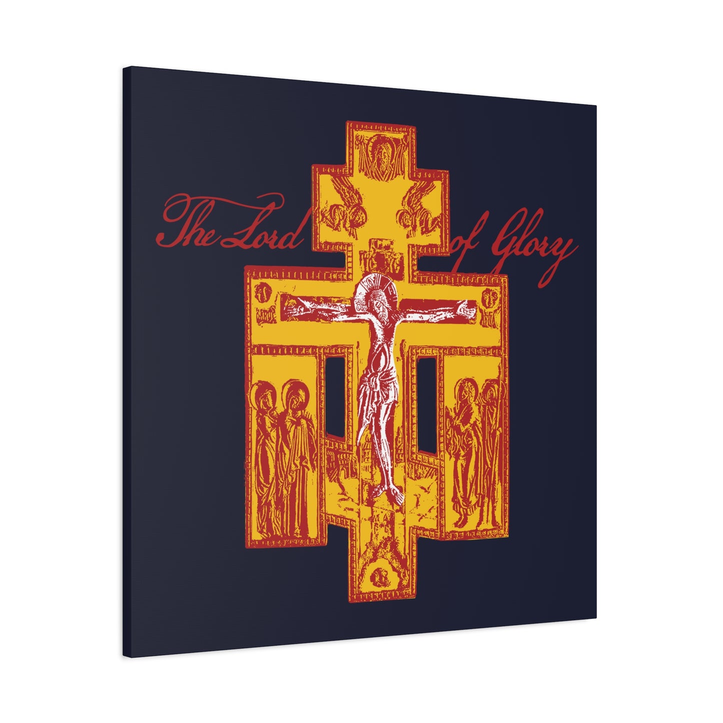The Lord of Glory | Russian Golgotha Crucifix IconoGraphic (Blue BG) | 1 Corinthians 2:8 | Orthodox Christian Canvas Art