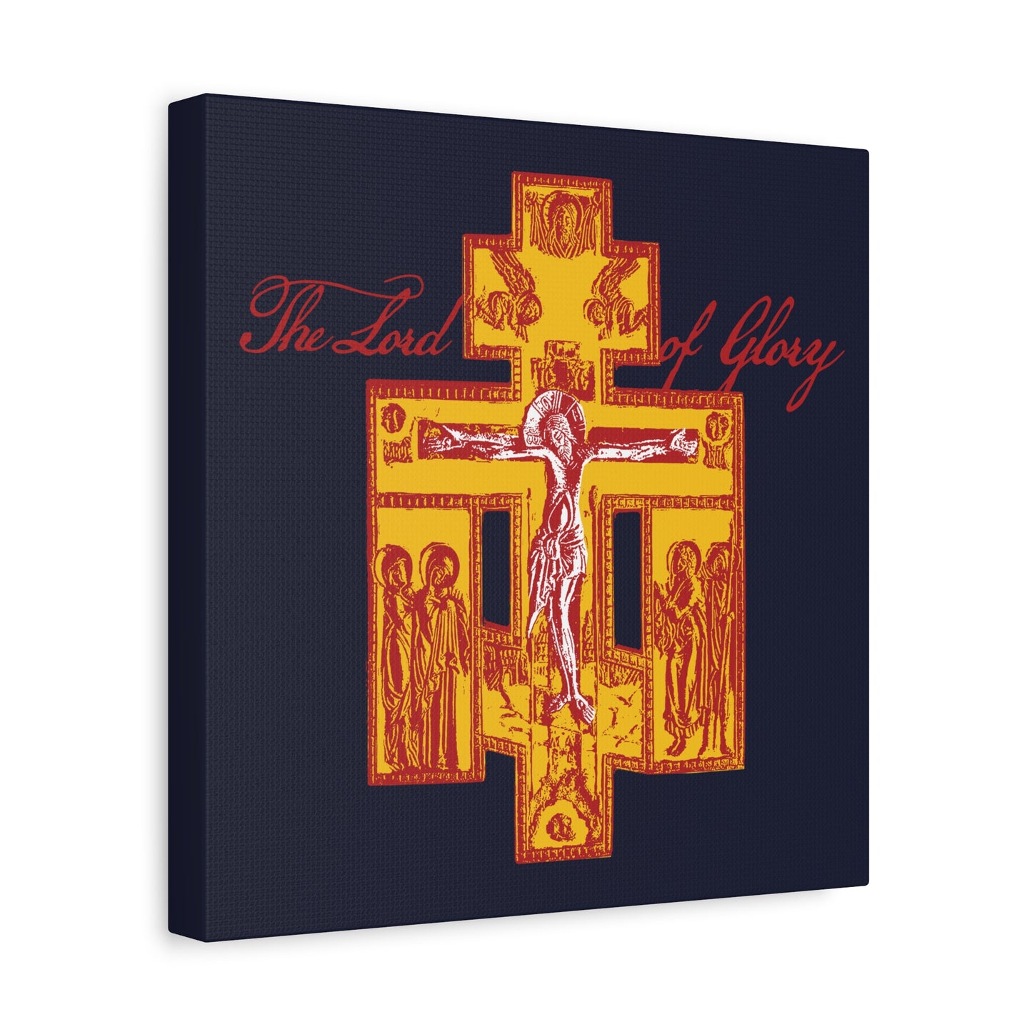 The Lord of Glory | Russian Golgotha Crucifix IconoGraphic (Blue BG) | 1 Corinthians 2:8 | Orthodox Christian Canvas Art