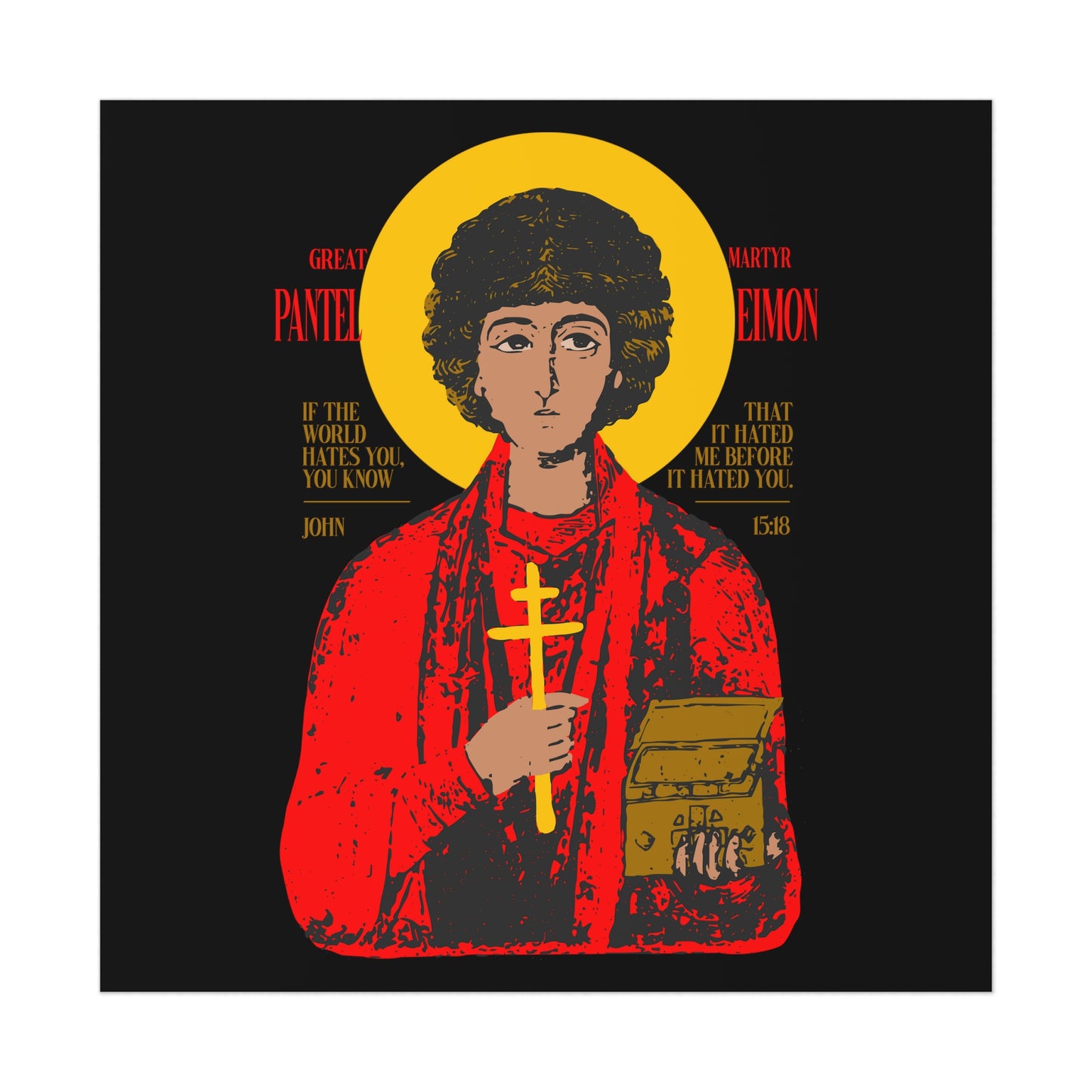 Great-Martyr Panteleimon IconoGraphic No. 1 | Orthodox Christian Art Poster