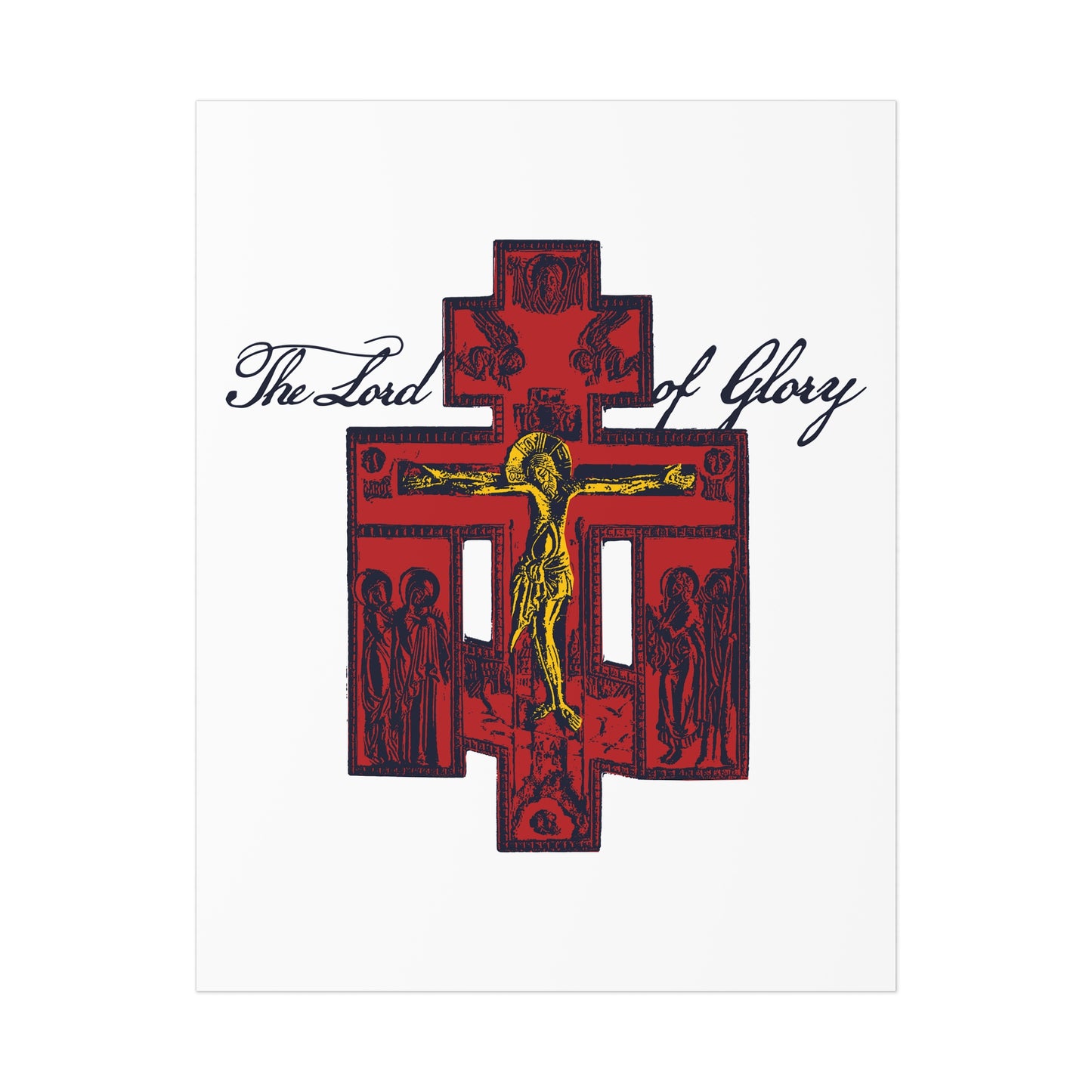 The Lord of Glory | Russian Golgotha Crucifix IconoGraphic (White BG) | 1 Corinthians 2:8 | Orthodox Christian Art Poster