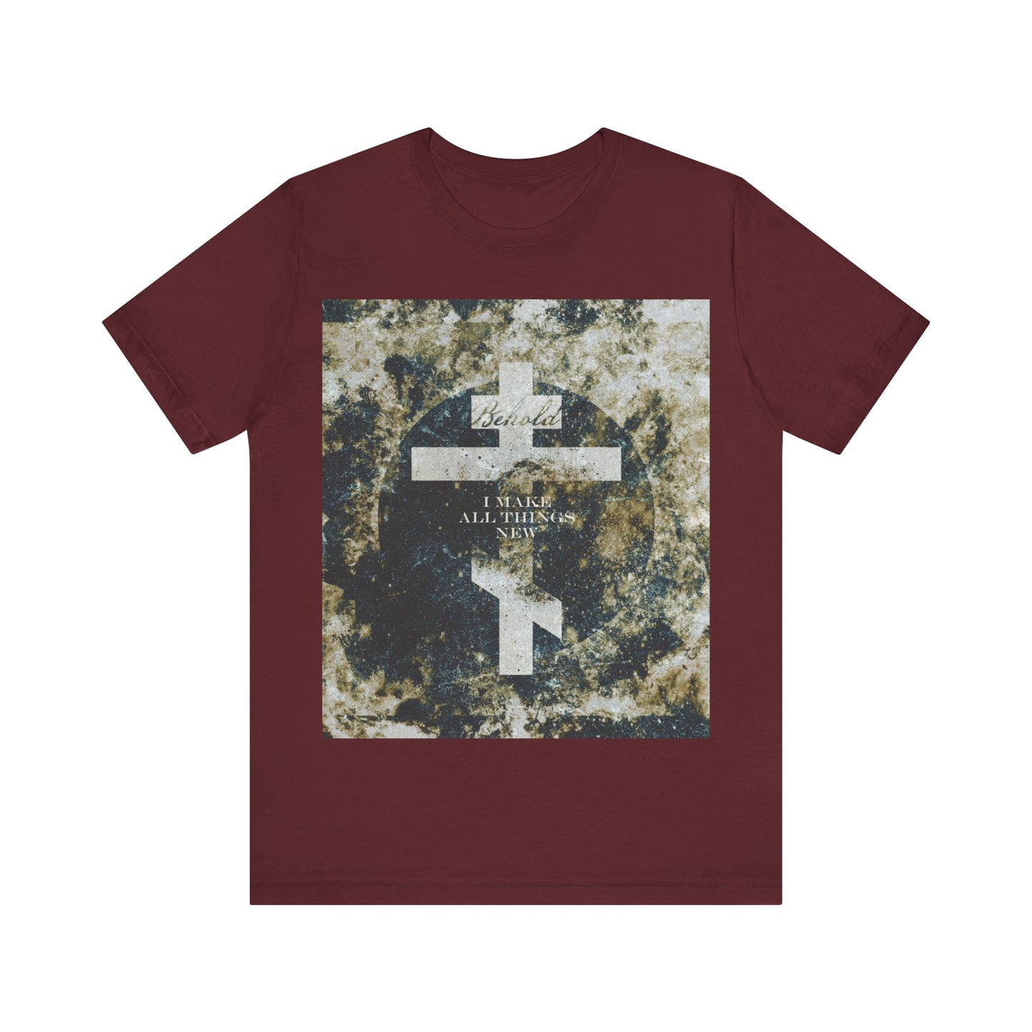 Behold, I Make All Things New | Revelation 21:5 | Cosmic Textured Orthodox Cross | Parousia | Orthodox Christian T-Shirt